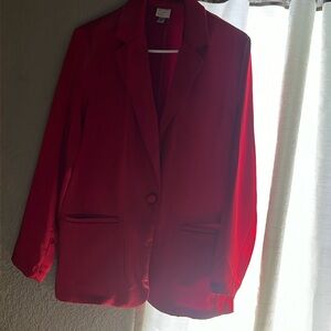 Silk red wide leg slacks